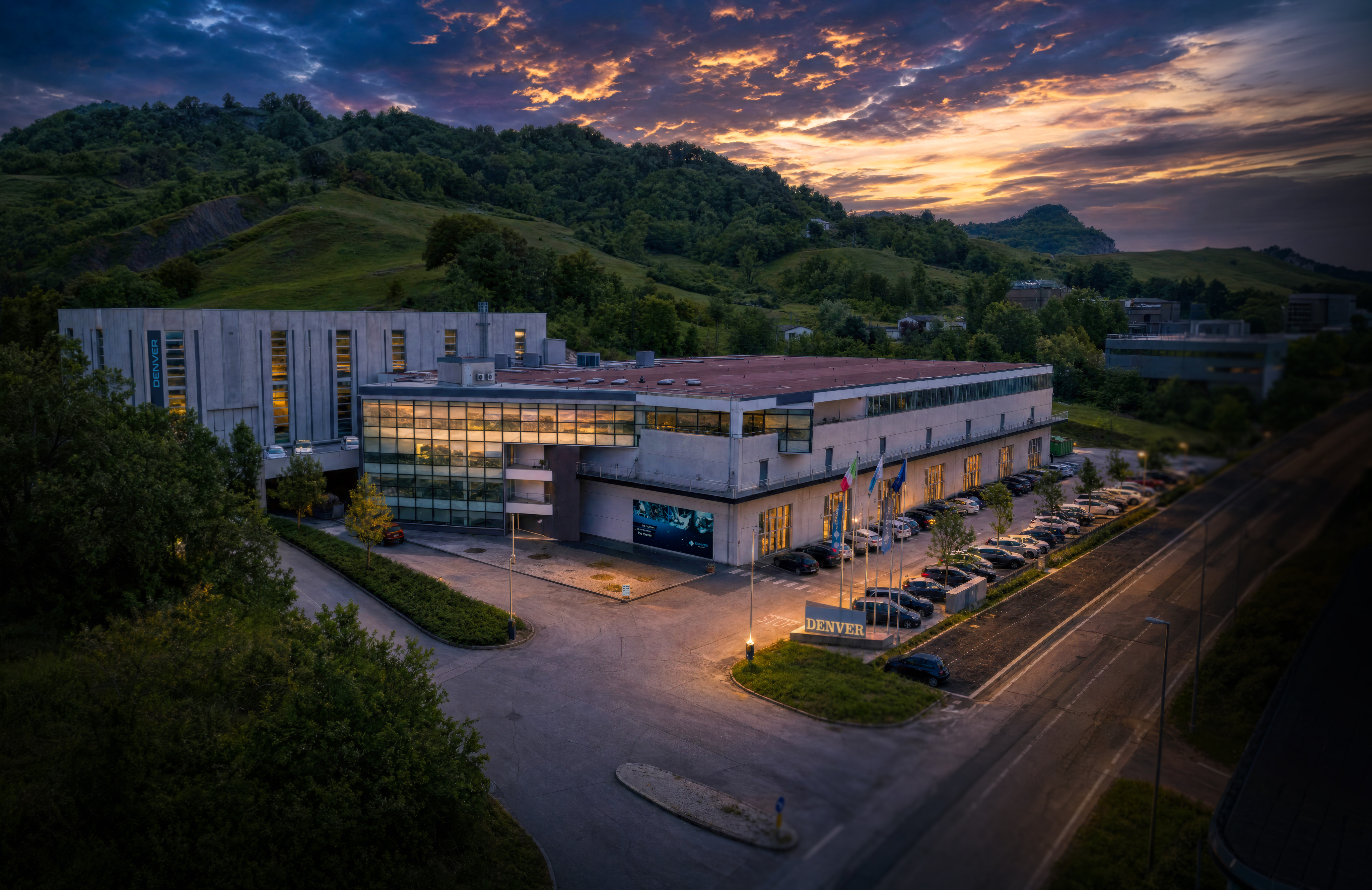 Denver headquarters at sunset