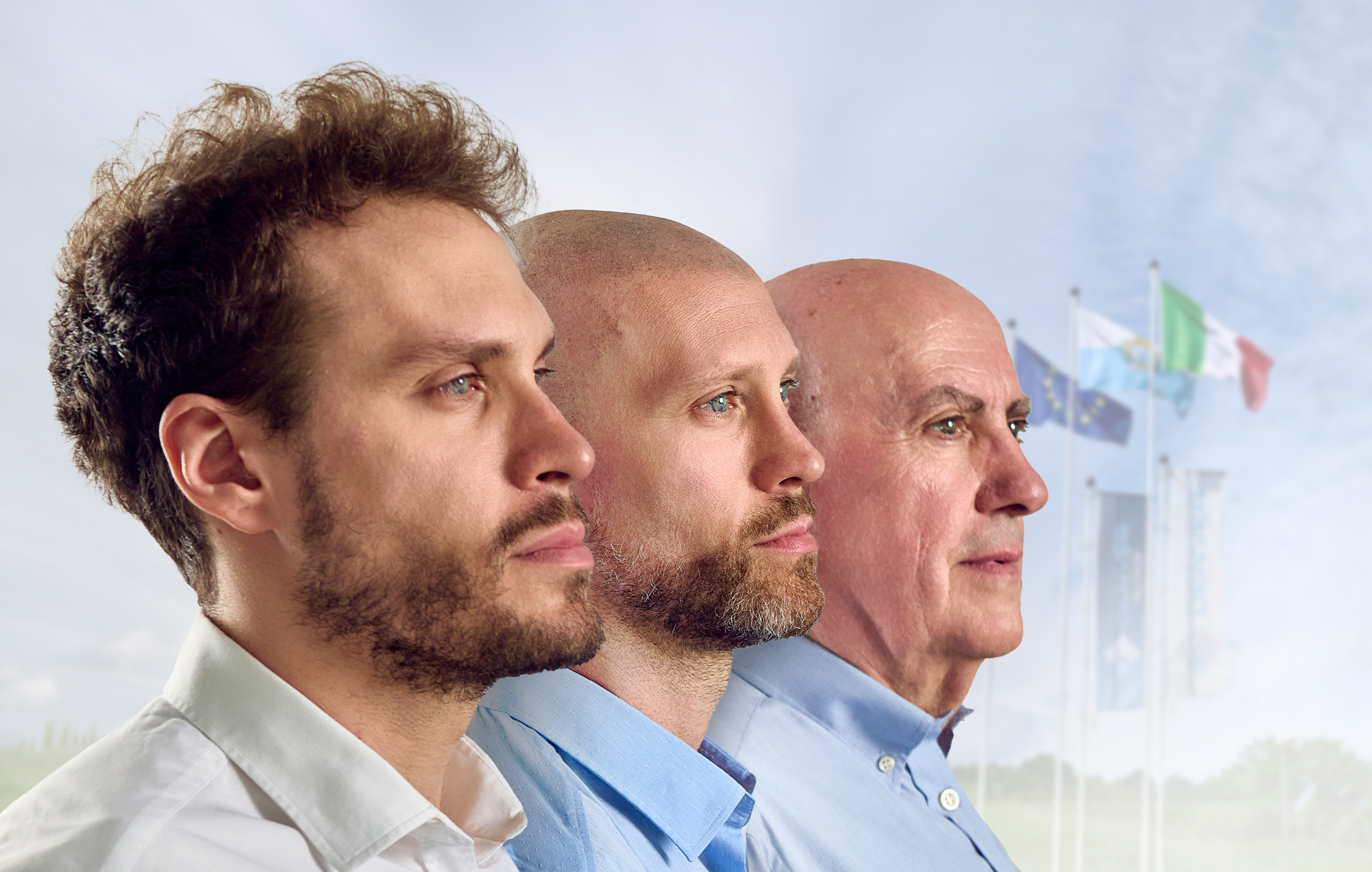 Denver company hero portrait with flags