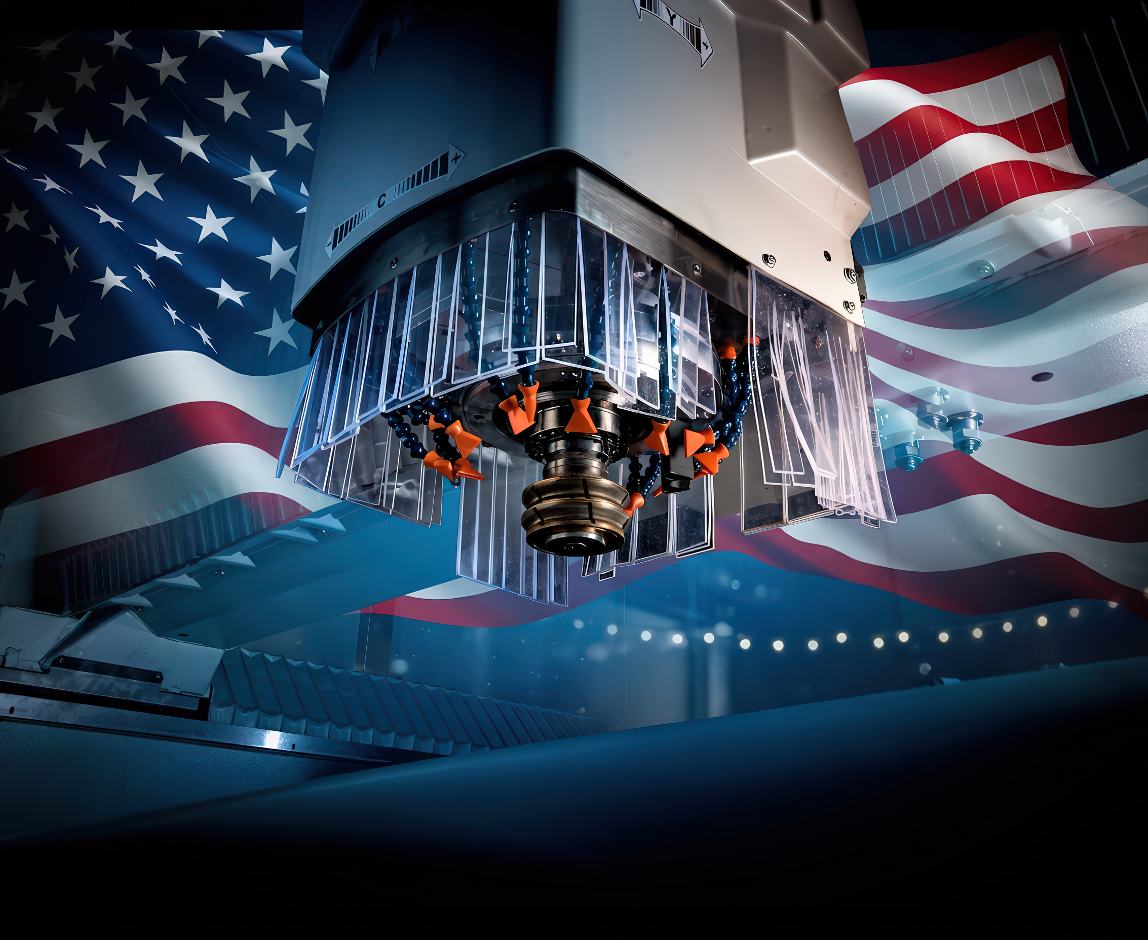 Denver USA machine with American flag background
