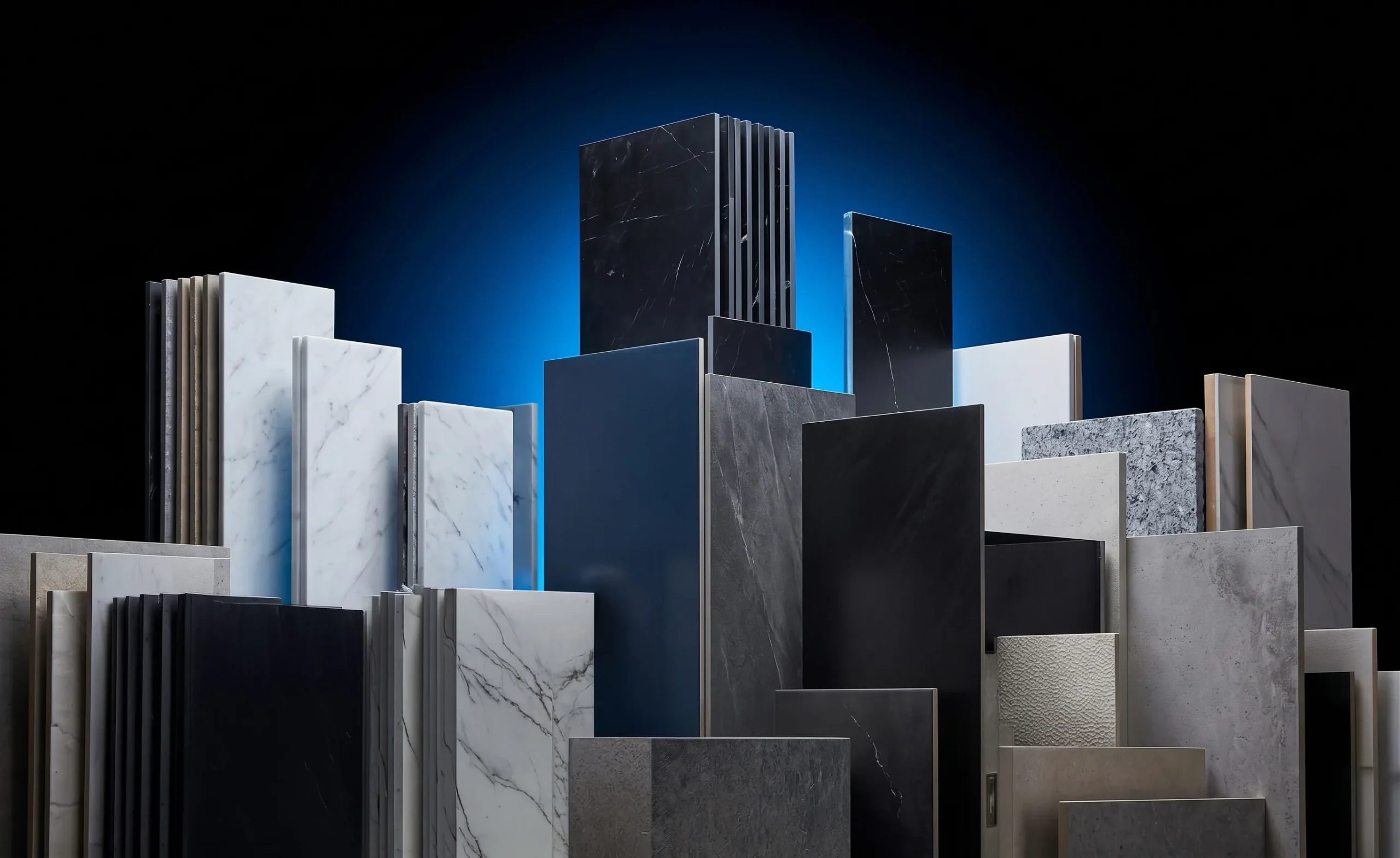 Ceramic slabs in different finishes